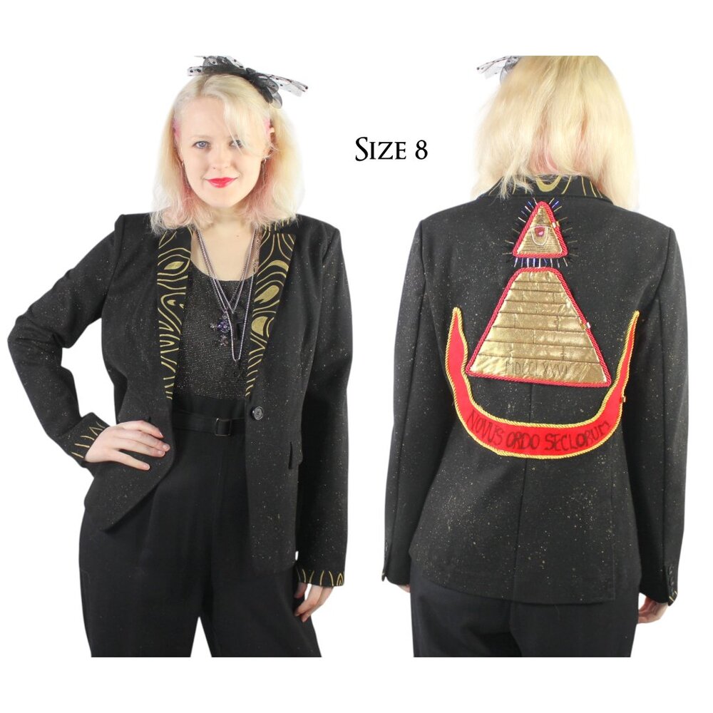 Desperately Seeking 80s Pyramid Style Size 8 Black Glitter Susan Jacket